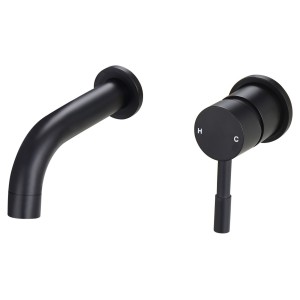 Winx 155mm Wall Mounted Basin Mixer Tap - Matt Black