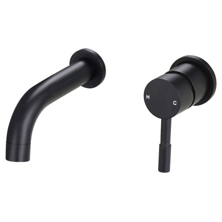 Winx 155mm Wall Mounted Basin Mixer Tap - Matt Black