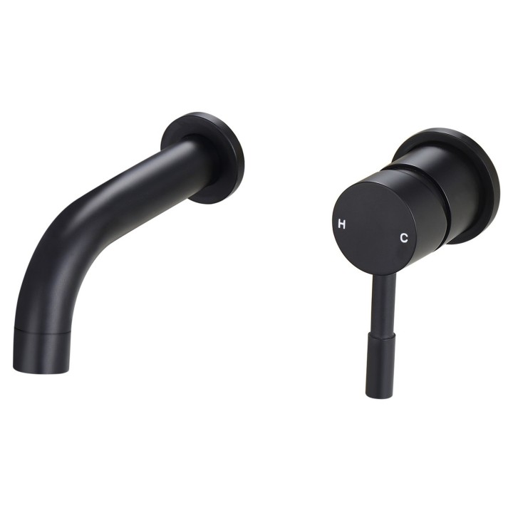 Winx 155mm Wall Mounted Basin Mixer Tap - Matt Black