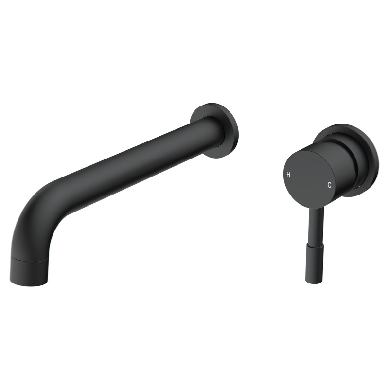 Winx 220mm Wall Mounted Basin Mixer Tap - Matt Black