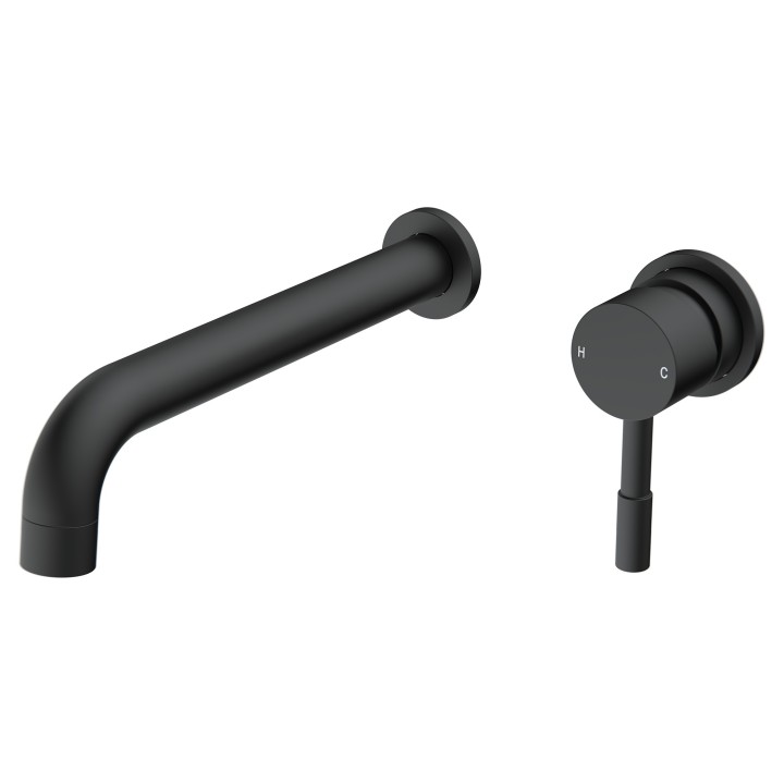 Winx 220mm Wall Mounted Basin Mixer Tap - Matt Black