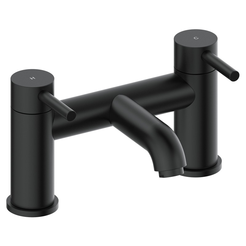 Winx Twin Lever Deck Mounted Bath Filler Tap - Matt Black