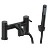 Winx Matt Black Twin Lever Bath & Shower Mixer Tap with Handset and Bracket