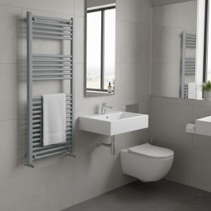500mm (w) x 1200mm (h) Straight Silver Nardo Grey Towel Rail