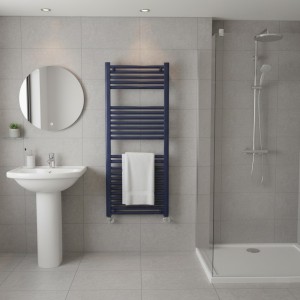 500mm (w) x 1200mm (h) Straight Sapphire Blue Towel Rail