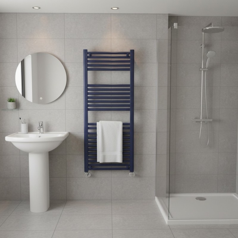 500mm (w) x 1200mm (h) Sapphire Blue Towel Rail - closeup