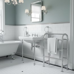 600mm (w) x 850mm (h) Huxley Chrome Traditional Floor Mounted Towel Rail Radiator