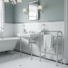 600mm (w) x 850mm (h) Huxley Chrome Traditional Floor Mounted Towel Rail Radiator