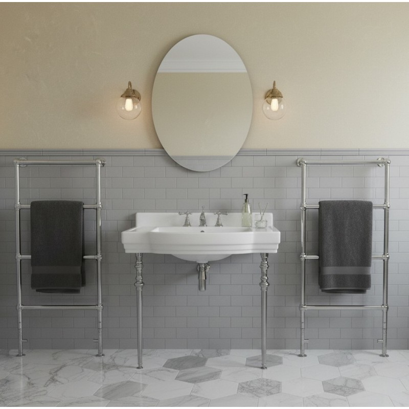 600mm (w) x 1400mm (h) Hilton Chrome Traditional Floor Mounted Towel Rail Radiator
