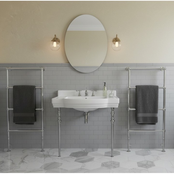 600mm (w) x 1400mm (h) Hilton Chrome Traditional Floor Mounted Towel Rail Radiator