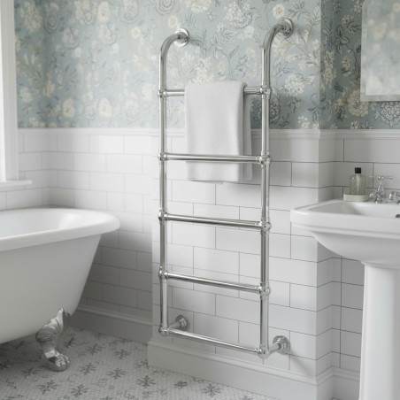 500mm (w) x 1200mm (h) Hastings Chrome Traditional Wall Mounted Towel Rail Radiator
