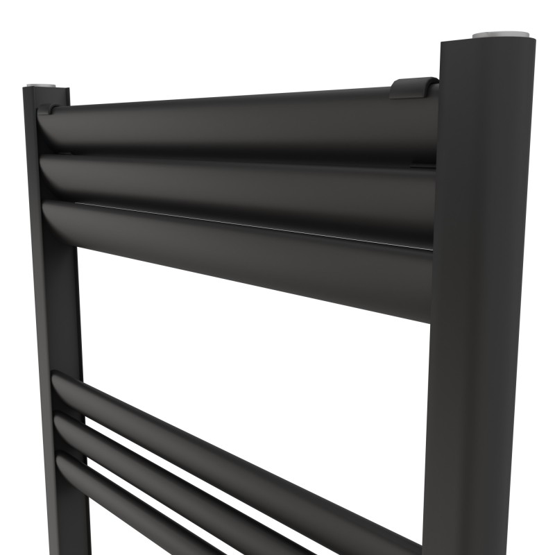500mm (w) x 1800mm (h) Evolve Black Heated Towel Rail - Closeup