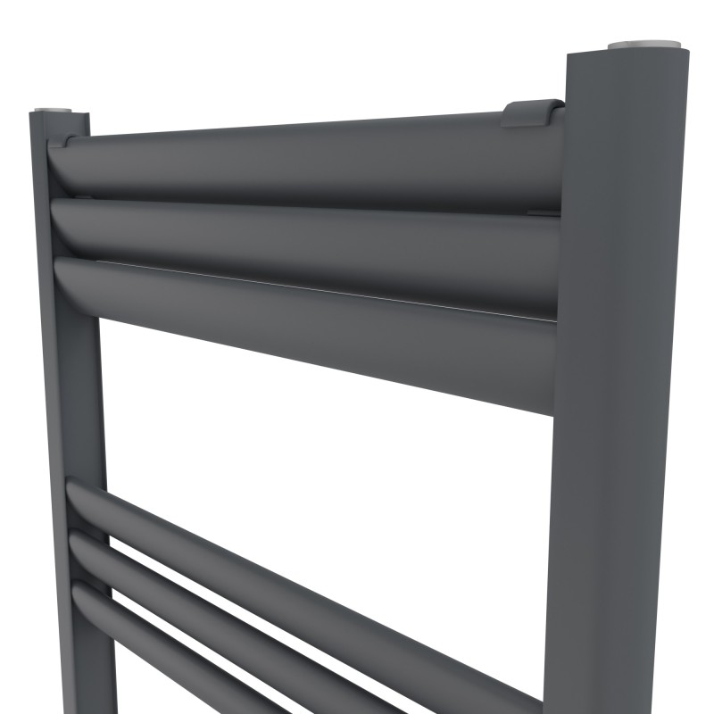 500mm (w) x 1400mm (h) Evolve Anthracite Heated Towel Rail - Closeup