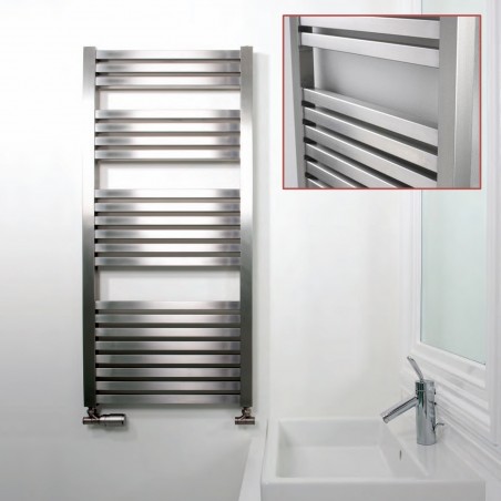 Aeon "Serif" Designer Brushed Stainless Steel Towel Rails (3 Sizes)