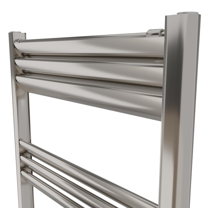 500mm (w) x 1200mm (h) Evolve Polished Anodised Aluminium Heated Towel Rail - Closeup