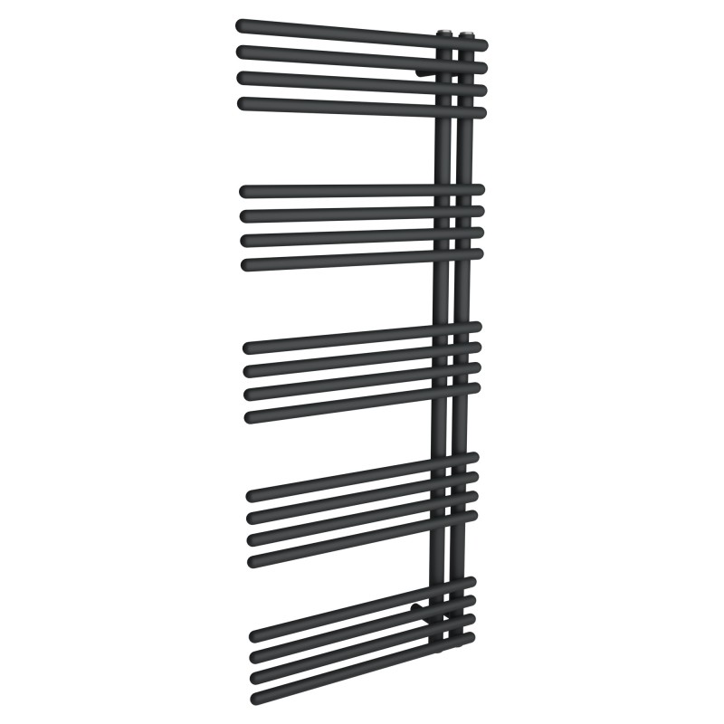 500mm (w) x 1200mm (h) Avantis Black Heated Towel Rail