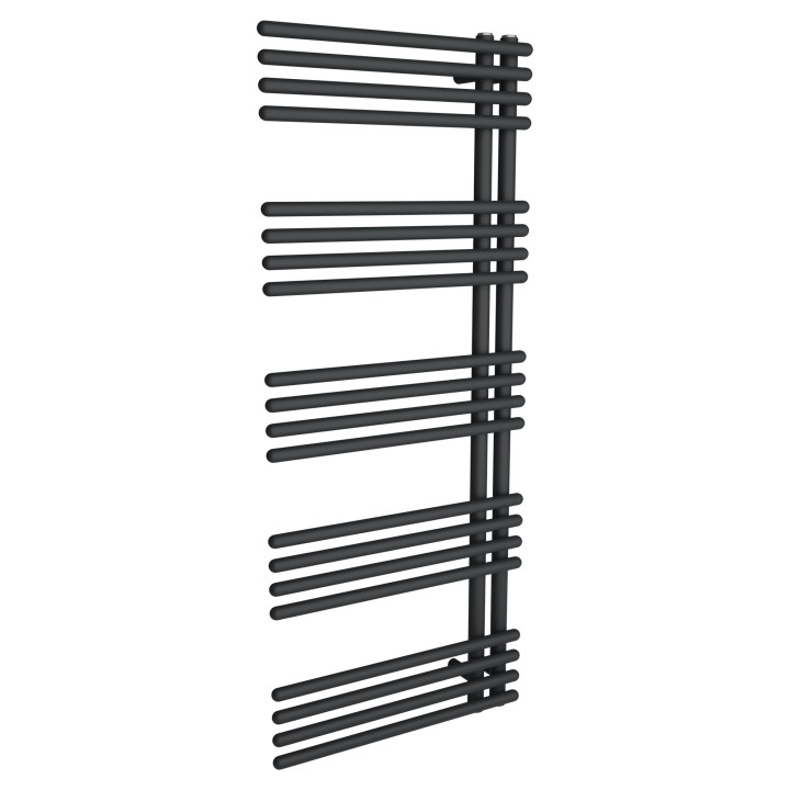 500mm (w) x 1200mm (h) Avantis Black Heated Towel Rail