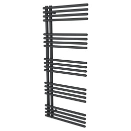 500mm (w) x 1200mm (h) Avantis Black Heated Towel Rail