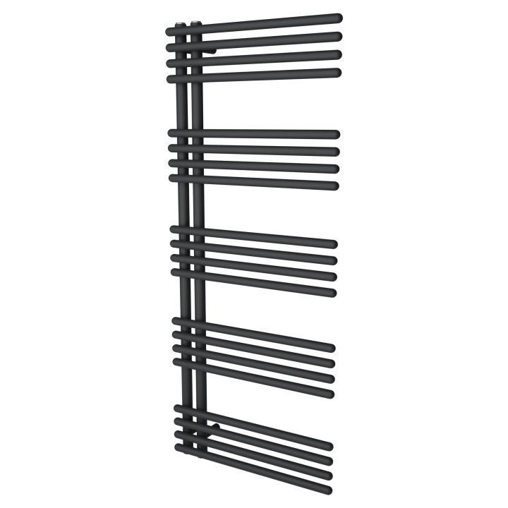 500mm (w) x 1200mm (h) Avantis Black Heated Towel Rail