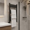 500mm (w) x 800mm (h) Evolve Black Heated Towel Rail - Closeup