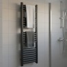 50mm (w) x 1200mm (h) Evolve Black Aluminium Heated Towel Rail - closeup