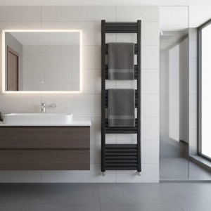 500mm (w) x 1800mm (h) Evolve Black Aluminium Heated Towel Rail