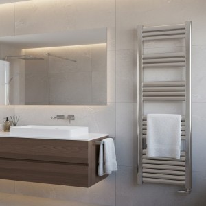 500mm (w) x 1400mm (h) Evolve Polished Anodised Aluminium Heated Towel Rail