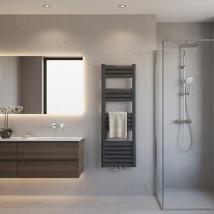 300mm (w) x 1000mm (h) Evolve Anthracite Aluminium Heated Towel Rail