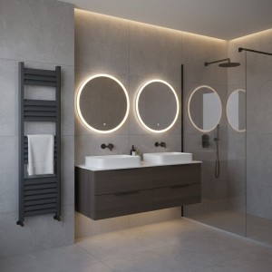 300mm (w) x 1200mm (h) Evolve Anthracite Aluminium Heated Towel Rail