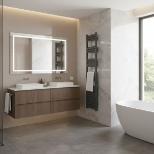 300mm (w) x 1600mm (h) Evolve Anthracite Aluminium Heated Towel Rail