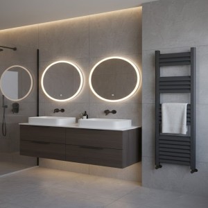 500mm (w) x 1200mm (h) Evolve Anthracite Aluminium Heated Towel Rail
