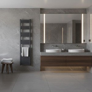 500mm (w) x 1800mm (h) Evolve Anthracite Aluminium Heated Towel Rail