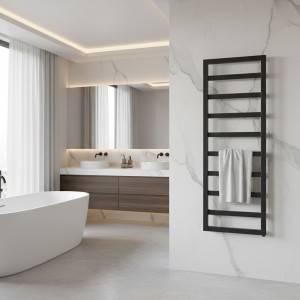 530mm (w) x 1300mm (h) Davina Black Heated Towel Rail