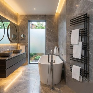 500mm (w) x 1200mm (h) Avantis Black Designer Towel Rail