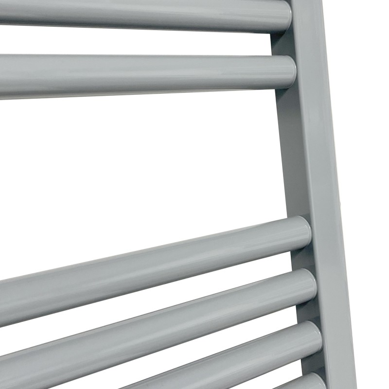 500mm (w) x 800mm (h) Straight Silver Nardo Grey Towel Rail - Close Up