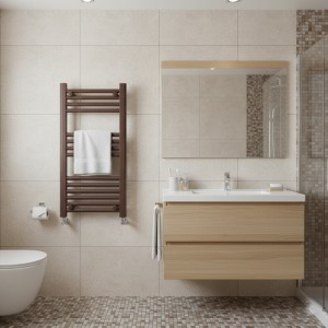 400mm (w) x 800mm (h) Straight Mocha Electric Towel Rail (Single Heat or Thermostatic Option)