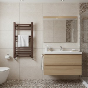 500mm (w) x 800mm (h) Straight Mocha Electric Towel Rail (Single Heat or Thermostatic Option)