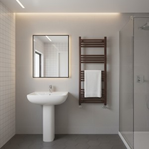 500mm (w) x 1200mm (h) Straight Mocha Electric Towel Rail (Single Heat or Thermostatic Option)