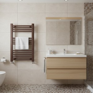 600mm (w) x 800mm (h) Straight Mocha Electric Towel Rail (Single Heat or Thermostatic Option)