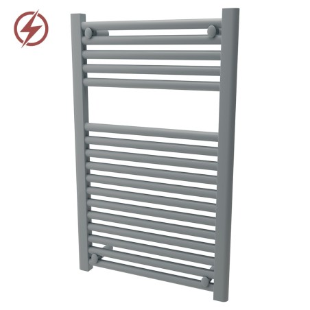 500mm  x 800mm  Straight Silver Grey Heated Bathroom Towel Rail