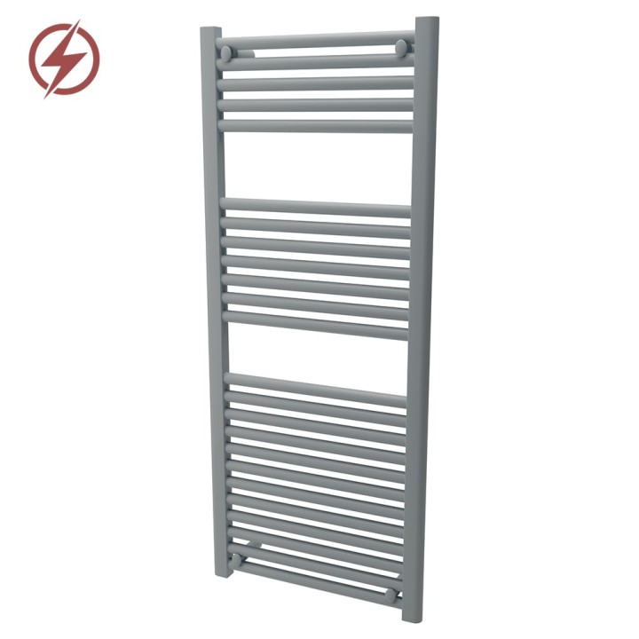 500mm  x 1200mm  Straight Silver Grey Heated Bathroom Towel Rail
