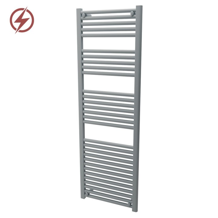 500mm  x 1500mm  Straight Silver Grey Heated Bathroom Towel Rail