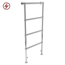 600mm (w) x 1400mm (h) Hilton Chrome Traditional Floor Mounted Electric Towel Rail Radiator - Single Heat