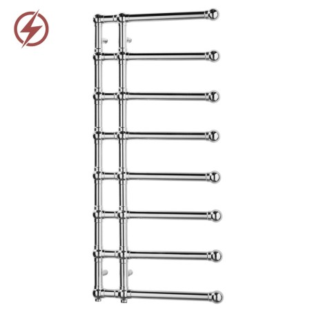 500mm (w) x 1200mm (h) Hampton Chrome Traditional Wall Mounted Electric Towel Rail Radiator (Single Heat or Thermostatic Option)