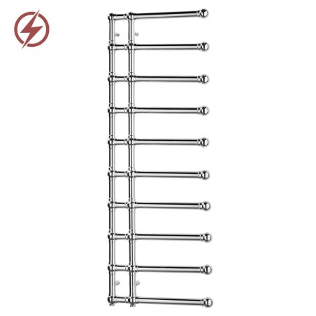 500mm (w) x 1500mm (h) Hampton Chrome Traditional Wall Mounted Electric Towel Rail Radiator (Single Heat or Thermostatic Option)