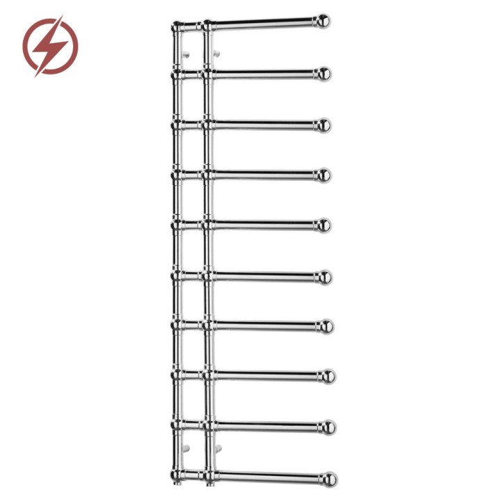 500mm (w) x 1500mm (h) Hampton Chrome Traditional Wall Mounted Electric Towel Rail Radiator (Single Heat or Thermostatic Option)
