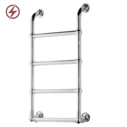 500mm (w) x 900mm (h) Hastings Chrome Traditional Wall Mounted Electric Towel Rail Radiator - Single Heat