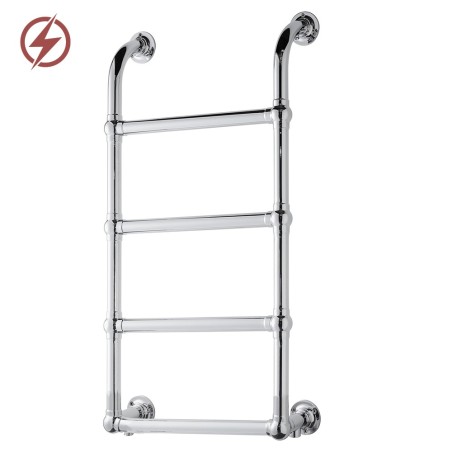 500mm (w) x 900mm (h) Hastings Chrome Traditional Wall Mounted Electric Towel Rail Radiator - Single Heat