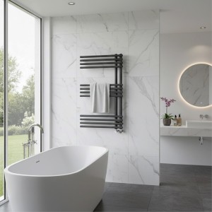 500mm (w) x 800mm (h) Avantis Black Designer Electric Towel Rail (Single Heat or Thermostatic)