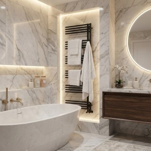 500mm (w) x 1500mm (h) Avantis Black Designer Electric Towel Rail (Single Heat or Thermostatic)